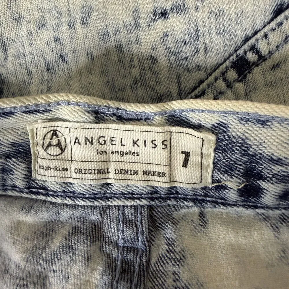 Angel Kiss Cut Off High Rise Jean Shorts Denim Blue Junior Women 7